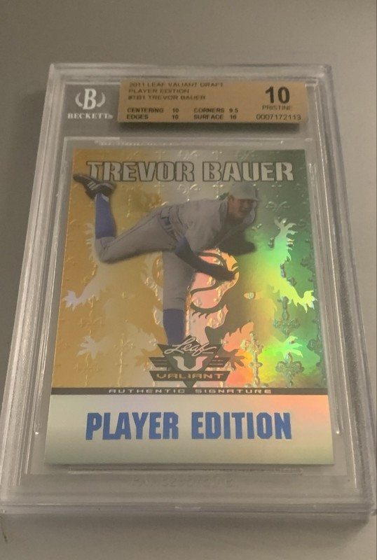 🔥Rare BGS 10 Pristine 2011 Leaf Valiant “Player Edition”  Trevor Bauer RC