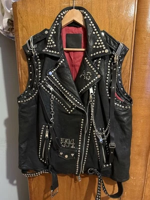 All Saints Sleeveless Leather Biker Jacket In Large Never Been Worn Unisex - Image 1 of 4