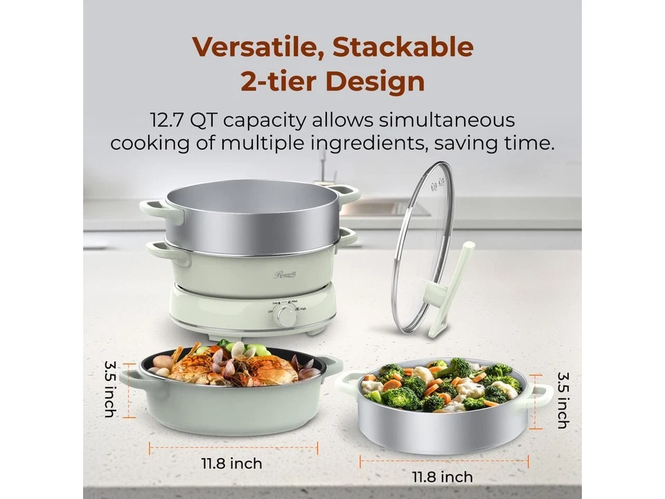 Rosewill 12.7 夸脱电火锅带多种功能,拆分设计带 11。 — 第 4/4 张图片