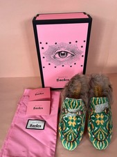 NOWE limitowana edycja klapek Gucci Princetown Garden aksamitne futrzane podszewką. IT36/5/UK3.5