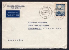 POLAND Wronki 1948 Airmail Cover to USA