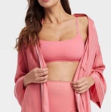 Women s Auden Luxe Stretch Unlined Scoop Bralette Coral M NEW