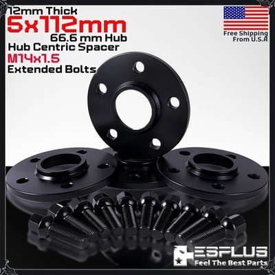 4x 12 mm Audi 5x112 66.6mm Hub Centric Spacer Fit Latest A/Q/R/RS/S/SQ -Series