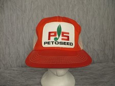 Petoseed PS Patch Trucker Hat K Products USA Made Orange Vintage Cap Mesh