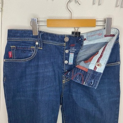 Sartoria Tramarossa Mens Leonardo Selvedge Indigo Blue Jeans 34x26 Made in Italy