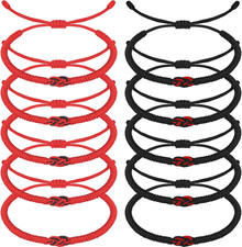 10 Pcs Matching Bracelets for Couples Knots Red Black String Bracelet of Fate Lo