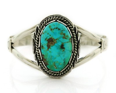Navajo Cuff Bracelet Sterling Silver Turquoise Handmade Vintage Signed Sunrise