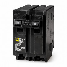 Schneider Electric HOM Series Circuit Breaker, 2-Pole 50A, 120/240V AC, 2 Inch,