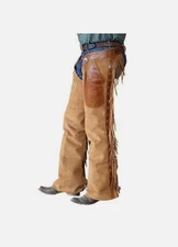 Leather Pull-Up Fashion Chinks with Floral Yoke Set For Riding.