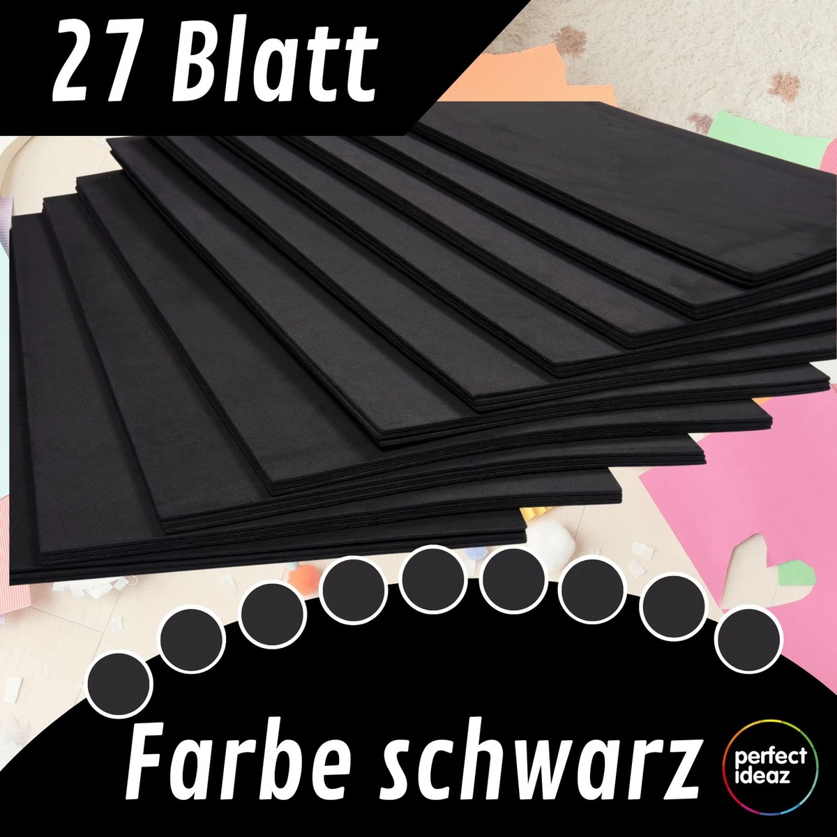 perfect ideaz Moosgummi A4 27 Blatt 2mm Bastelmaterial farbig Schaumstoff Platte