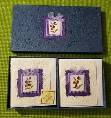 12 X Sealed Handmade Note Cards, Floral or Plant Theme 4'' X 4.5'' ribbon, paper