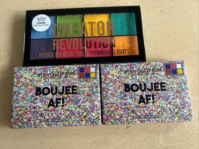 Lot Of 3 Revolution Boujee AF! Eye Shadow Palette 6 Bright Rainbow Pigment