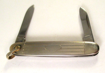 Vintage ANVIL ENGINE TURNED POCKET KNIFE FOB