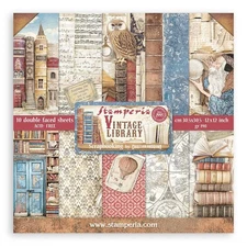 Stamperia Double-Sided Paper Pad 12"X12" 10/Pkg-Vintage Library, 10 Designs/1 Ea