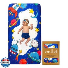 100 Cotton Fitted Crib Sheet   Cosmic Adventure Space Theme, Soft Nursery Be