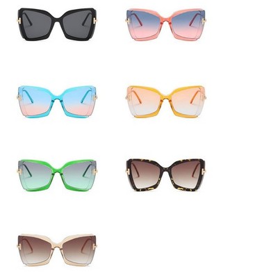 Cat-Eye Frame Oversized Sunglasses Fashion Color-Blocking Outdoor Shade Glasses