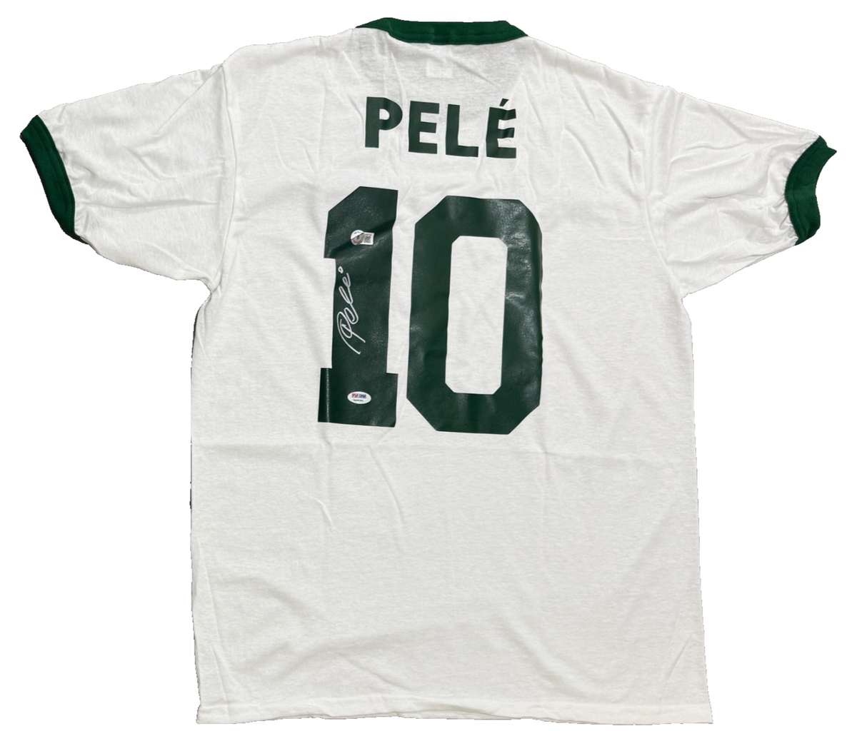 Cosmos Pele Signed Soccer Custom Jersey White Brazil PSA & Beckett