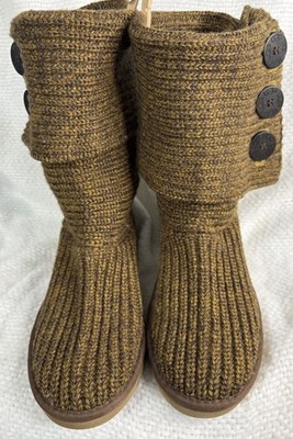 Ugg Boots Womens 8M Cardi Knit Brown Knee High 5819 Buttons Pull On Australia