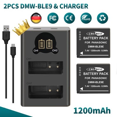 2× DMW-BLE9 BLG10 Akku + Ladegerät Für Leica D-Lux 7, C-Lux, D-Lux Type 109