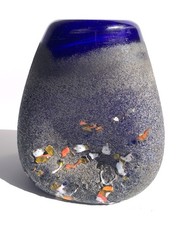 20th Century Mandruzzato Sommerso Faceted Textured Cobalt Massive Glass Vase