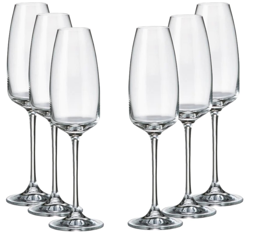 Fade Anser set 6 calice flutè cl 29 in fine cristallo crystalite bohemia