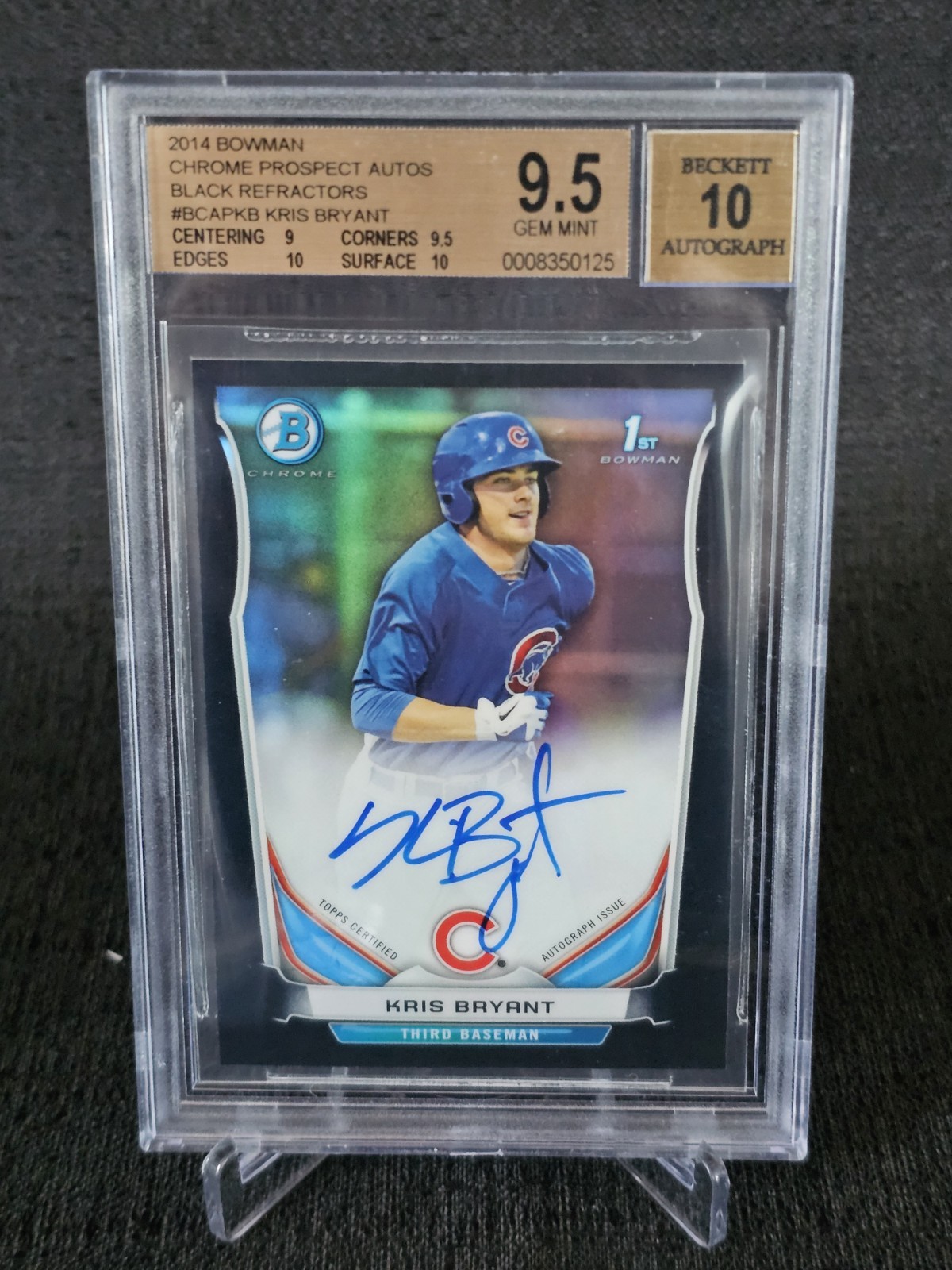 2014 Bowman CHROME 1st KRIS BRYANT BLACK REFRACTOR AUTO RC #/99 BGS 9.5 10 GEM