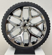 Chrome Snowflake 24 Wheels All Terrain Tires Tpms Chevy Silverado Tahoe Set 4 Chrome Snowflake 24 Wheels All Terrain Tires Tpms Chevy Silverado Tahoe Set 4
