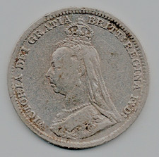1892 Silver Threepence of Queen Victoria - Jubilee Head