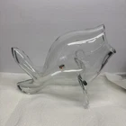 Large MCM Blenko  Style  Clear  Glass Fish Vase, Bowl, Terrarium Hand Blown. 12”