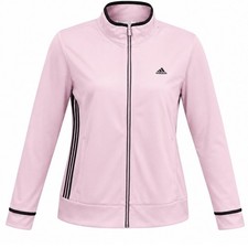 Adidas Track Jacket XL Pink Black Trim Full Zip 3 Stripe Athletic Activewear