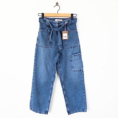 Mini Boden Tie Waist Cargo Denim Jeans mittelblau - Größe 12 Jahre 152 cm NEU
