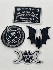 Set Of 4 Dark Goth Witchcraft Occult Patches: Sew On, Embroidered, Aprox 3  Each