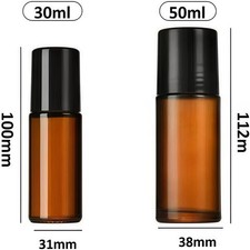 2Pcs Brown Glass Essential Oil Roller Bottles - Refillable Roll On Bottles for F