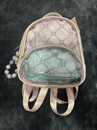 Betsey Johnson Clear Mini Backpack Luv Betsey Purple Blue Hearts Bow