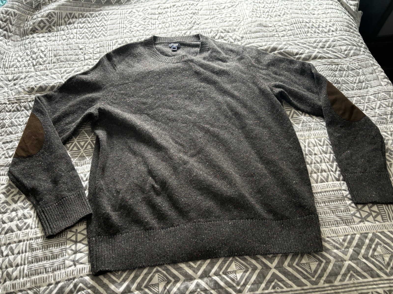 J Crew Sweater Womens L Gray Heather Nylon And Lambswool Crew Neck Long Sleeve