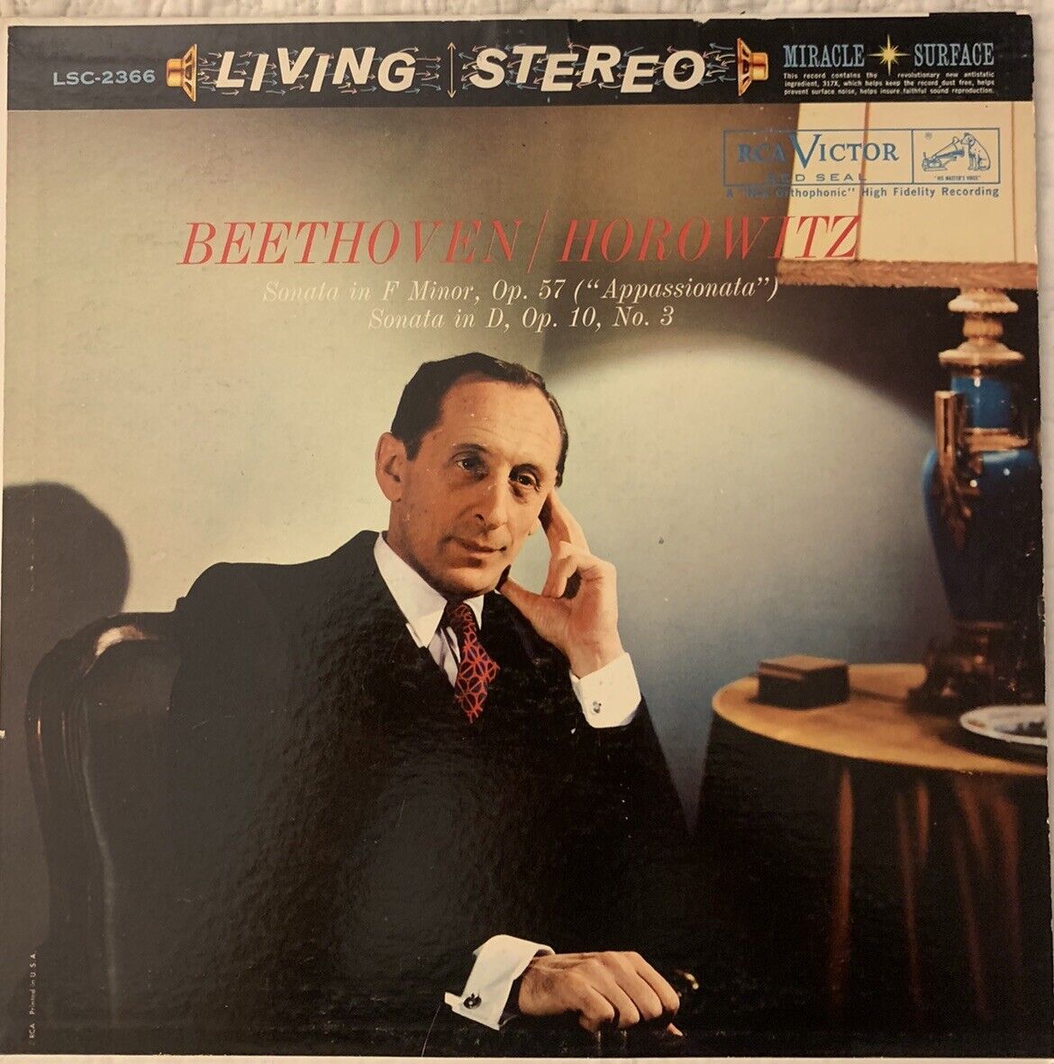 Beethoven Horowitz  Sonata in F minor, Sonata in D Vinyl LP 1960 RED SEAL RCA EX