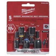 Milwaukee 49-66-4563 5 Piece Shockwave Magnetic Insert Nut Driver Set (A6)