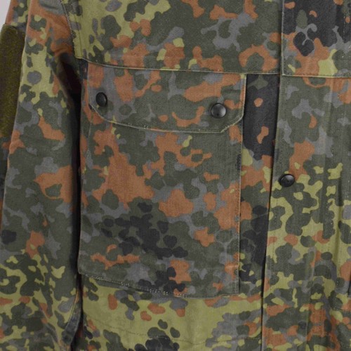 German Bundeswehr Flecktarn Camo Military Parka Jacket GR12 L Tall Hood Woodland - Picture 5 of 15