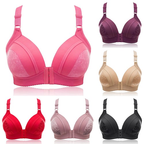 Büstenhalter dünner BH Raffverschluss Bralette weiblich vorne Push Up Blumen weich - Bild 1 von 22