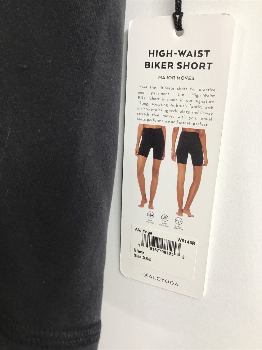 Alo High Waist Biker Short Black Compression Size XXS NWT | eBay