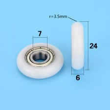 1/10pcs R Nylon Plastic Embedded 697 Groove Ball Bearings 7 24 6mm Guide Pulley