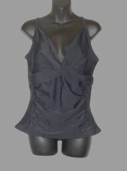 Top de natación Nicole Miller Tankini nuevo con etiquetas talla 1x negro nuevo Foto 2 de 4