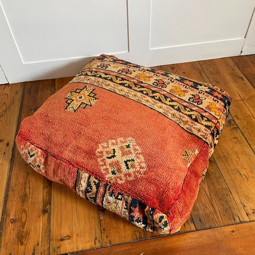Vintage Kelim Boden Kissen Pouf Fußhocker Teppich Marokkanisch Handgewebt Stofftiert - Bild 8 von 17