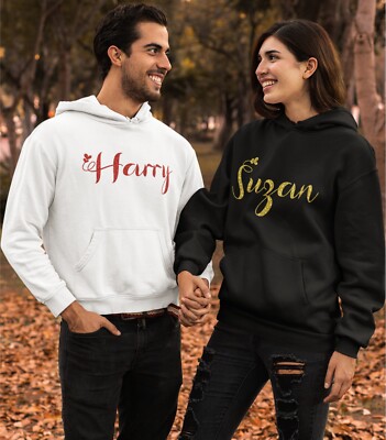 Personalised Glitter Couple Pack Hoodie, Valentines couple pack