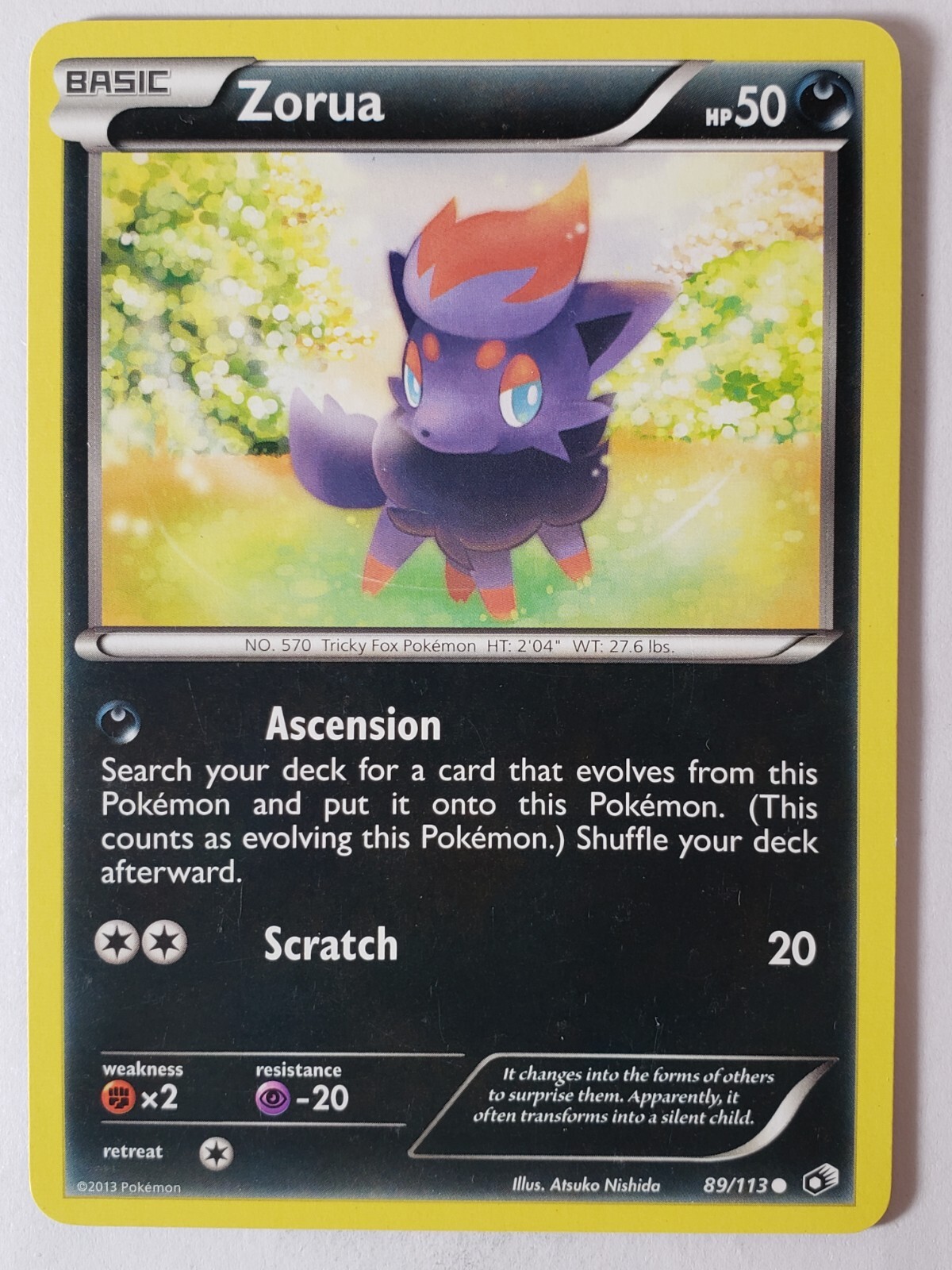 Zorua 89/113 LP - Legendary Treasures Pokemon Card - Atsuko Nishida Art