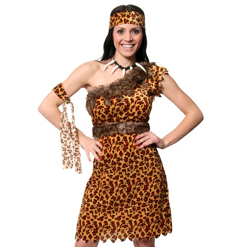 DISFRAZ DE HOMBRE DE LAS CAVERNAS Y MUJER DE LAS CAVERNAS PAREJAS PREHISTÓRICO DISFRAZ TRAJE CHICA DE LAS CAVERNAS - Imagen 3 de 7