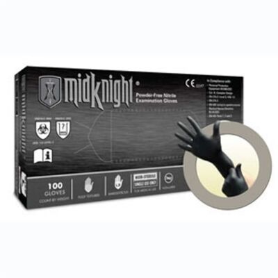 MidKnight Nitrile Exam Gloves: MEDIUM, Black, Powder-Free, Non-Sterile