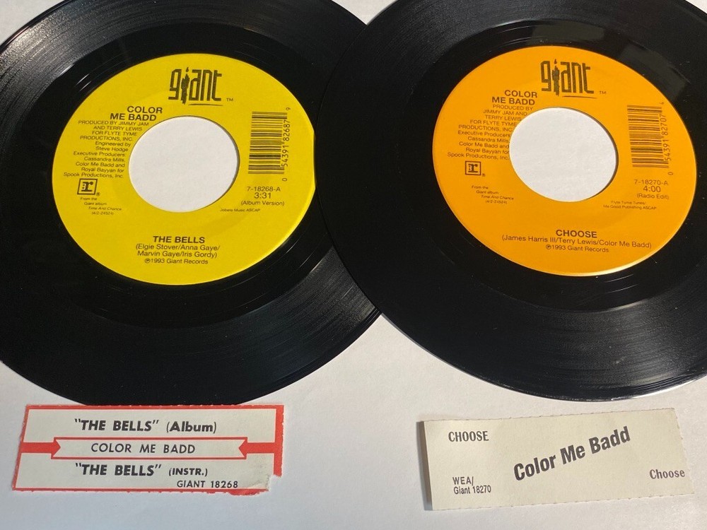 Lot of (2) Color Me Badd 45 RPM Records with Jukebox Title Strips