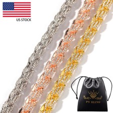 9mm Hip Hop Iced CZ Out Rope Chain Necklace For Men Women Rose Gold Gold Plated