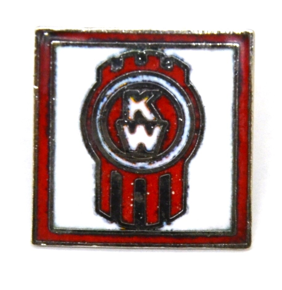 **KW Trucker Lapel Pin White Red Metal Stud Hat Tie Tack**  -image
